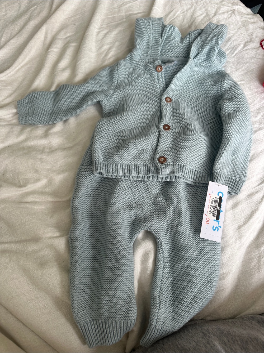Carter's Light Blue Knit Hooded Baby Set